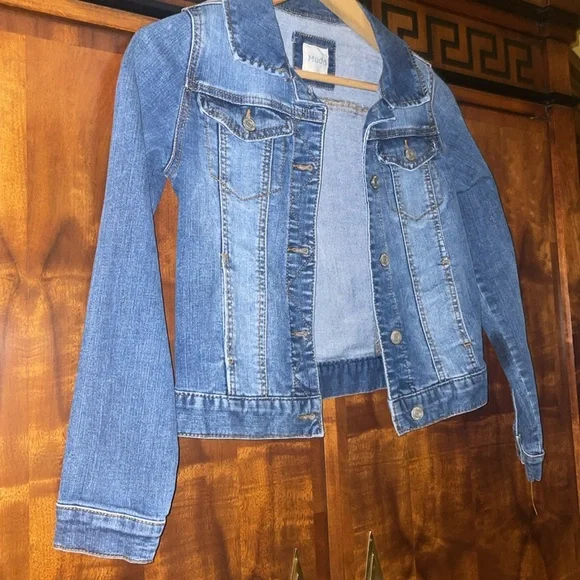 Mudd Girls Blue Denim Jean Jacket Size 14 Kids Fall Winter Y2K Classic Stret - Picture 6 of 9
